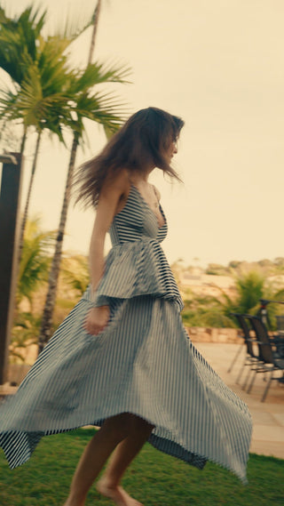 VESTIDO PONTA VERÔNICA LISTRADO MARROM S25