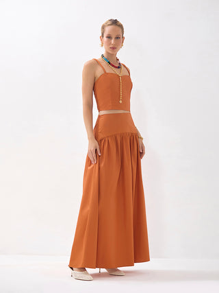 Saia Pala Babado Caramelo