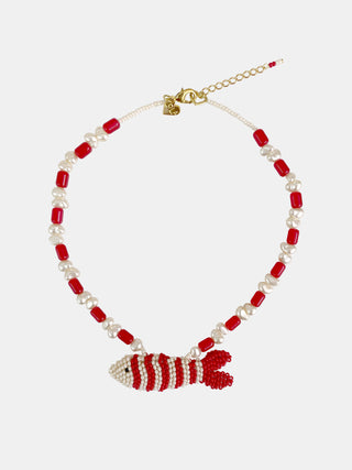 Colar Peixe Listras Vermelho