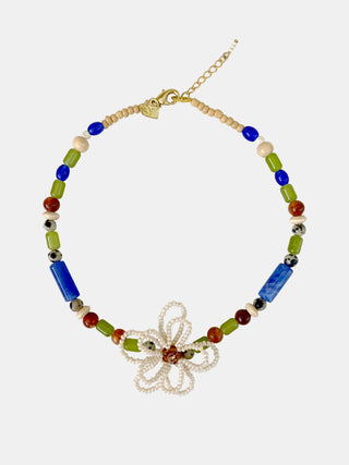 Colar Flor Dupla em Pedras