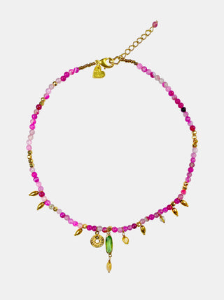 Colar Pedras Rosa Mini  Pingentes