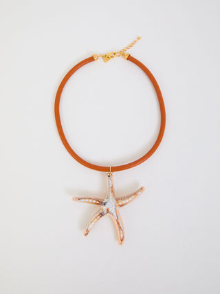 Colar Estrela do Mar Fio Courino
