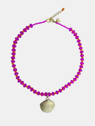 Colar Pedras Concha Dourada