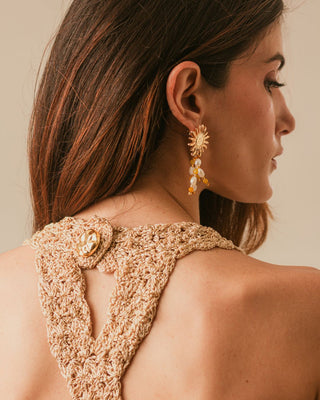 Vestido Mariana Curto Crochê com Escamas