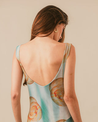 Vestido Carmen Longo Tule Duplo Estampado