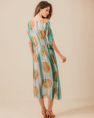 Vestido Rafaella Tule Estampado Laterais Abertas