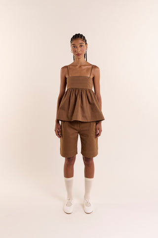 Bermuda Baguete Alfaiataria Caramelo