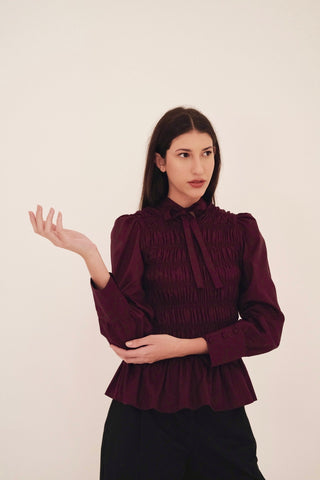 Blusa Colmeia Manga Longa Vinho