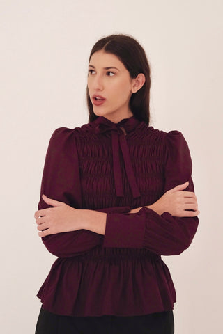 Blusa Colmeia Manga Longa Vinho