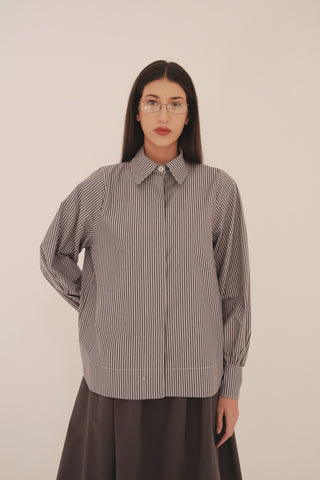 Camisa Coffee Listrada Cinza