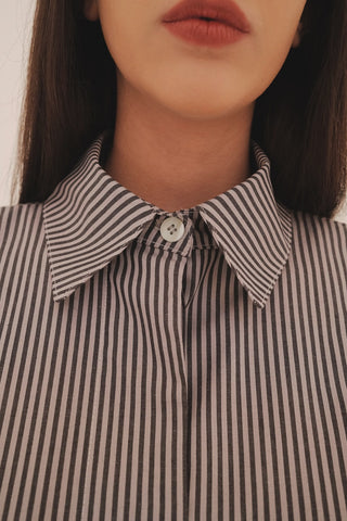 Camisa Coffee Listrada Cinza