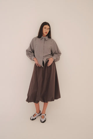 Saia Balonê Midi Cinza