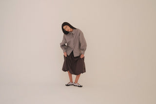 Saia Balonê Midi Cinza