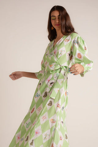 VESTIDO TRANSPASSE CALEIDOSCOPIO AMAZONICO