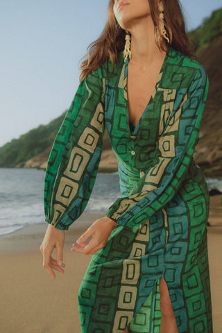 CAMISA ZELHA CLEO ESTAMPA VERDE S25