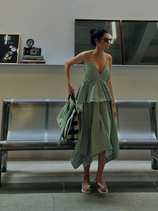 VESTIDO PONTA VERÔNICA LISTRADO VERDE S25