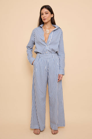 CALÇA OBA LISTRADA AZUL JEANS S26