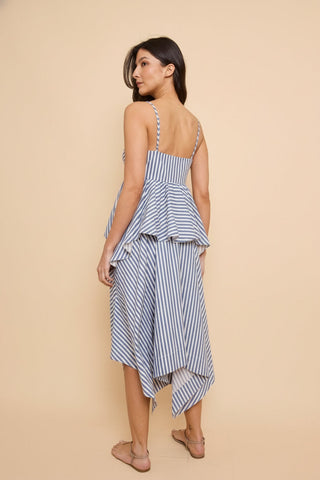 VESTIDO PONTA VERÔNICA LISTRADO AZUL JEANS