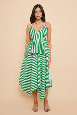 VESTIDO PONTA VERÔNICA LISTRADO VERDE NEW