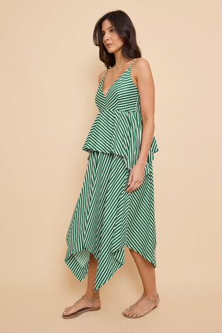 VESTIDO PONTA VERÔNICA LISTRADO VERDE NEW